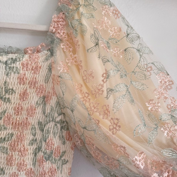 Hayden Cream and Pink Smocked Floral dress - Picture 3 of 6